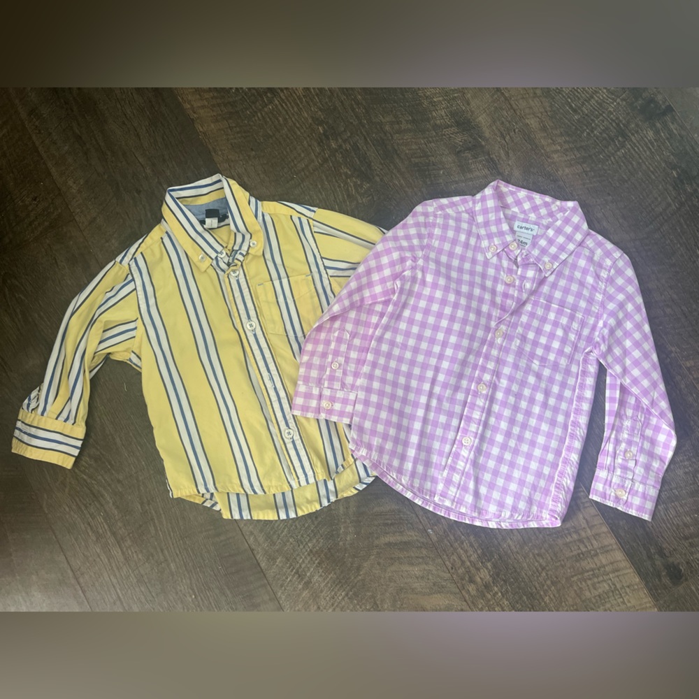 Carters Boys Purple Button Up and Baby Gap Button Up TWO FOR ONE